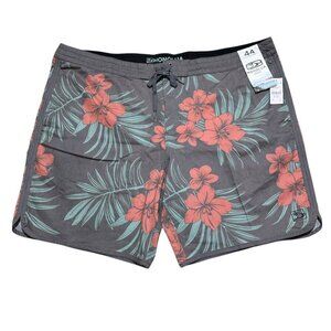 Honolua Surf Co. Mens Size 44 Cabana Grey Hawaiian Print Board Shorts Swim - NWT